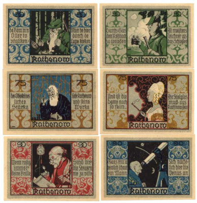 РАТЕНАУ 2х50 2х75 2х90 ПФЕННИГОВ ПЕРСОНАЖИ бумага UNC (пресс) 70-711