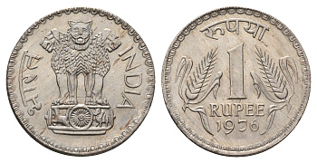 Индия 1 рупия 1976 KM 78.2 медно-никель UNC 4686-834