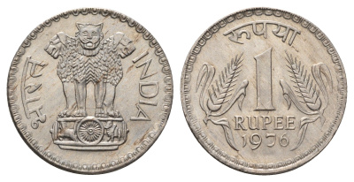 Индия 1 рупия 1976 KM 78.2 медно-никель UNC 4686-834