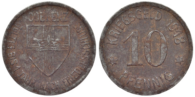 Германия, Кобленц 10 пфеннигов 1920 Рейнлянд-Пфальц, нотгельд Funck 80.3 железо 4119-1033