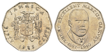 Ямайка 50 центов 1985 Маркус Гаврей (1887-1940) KM 65 медно-никель 91-1044