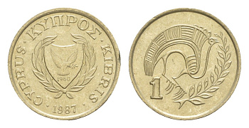 Кипр 1 цент 1987 KM 53.2 никель латунь UNC 4649-1143