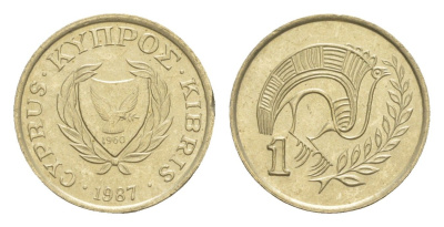Кипр 1 цент 1987 KM 53.2 никель латунь UNC 4649-1143
