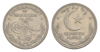 Пакистан 1/4 рупии 1951 KM 10 никель 4649-326