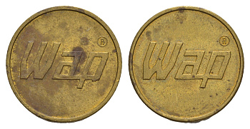 Германия жетон для автомойке Wap диаметр 22 мм, вес 6,3 гр латунь 4656-447