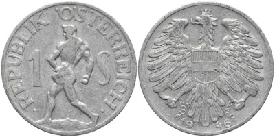 АВСТРИЯ 1 ШИЛЛИНГ 1946 KM 2871 алюминий 113-617