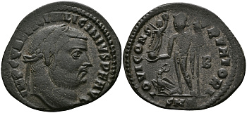 Римская Империя нуммий 313 - 315 Лициний IOVI CONSERVATORI Кизик Good Very fine (степень редкости R2) RIC 4 бронза 1073-10-27