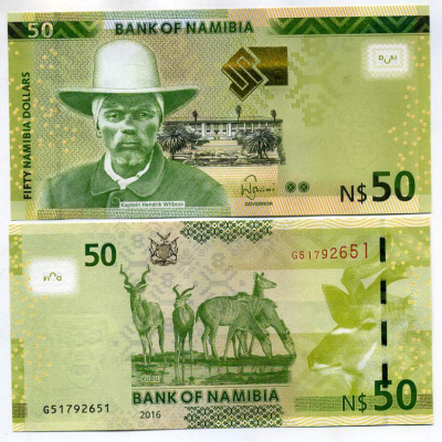 Намибия 50 долларов 2016 Хендрик Витбой, большой куду Pick 13 b бумага UNC (пресс) 448-90-1