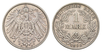 Германия 1 марка 1896 E, Вильгельм II (1888-1918) KM 14, J. 17 серебро 3896-945