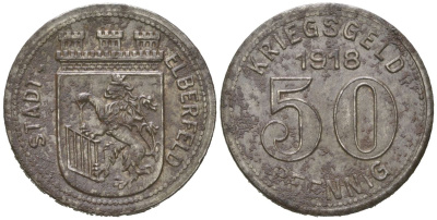 Эльберфельд 50 пфеннигов 1918 Funck 111.6, Men05 6413.7, Men18 8040.7 железо 4617-319