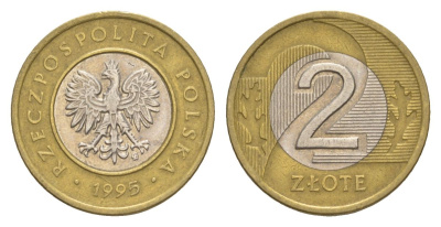 Польша 2 злотых 1995 Y 283 биметалл 4633-115