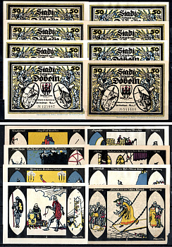 Дёбельн (Саксония) полный набор из 8 нотгельдов (50 пфеннигов) 1921 Mehl Grabowski 277.1 бумага UNC (пресс) 7555-54-2-2