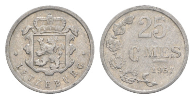 Люксембург 25 сантимов 1957 Шарлотта (1918-1964) KM 45a алюминий 4643-516