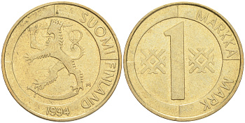 ФИНЛЯНДИЯ 1 МАРКА 1994 M KM 76 алюминиевая бронза 4556-523