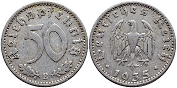 Германия 50 рейхспфеннигов 1935 E KM 87, J.368 алюминий 4391-1142