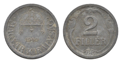 Венгрия 2 филлера 1943 BP KM 519 цинк 4664-867