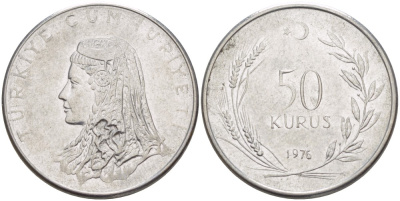 Турция 50 курушей 1976 Анатолийская невеста KM 899 нержавеющая сталь 4390-736