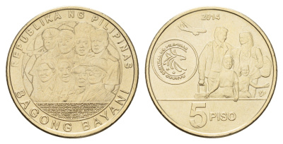 Филиппины 5 писо (песо) 2014 Филиппинские работники за рубежом KM 286 никель латунь UNC 3336-1224