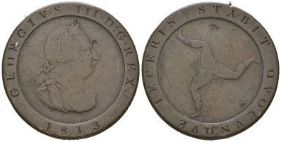 Остров Мэн 1/2 пенни 1813 Георг III KM 10 медь 441-1135