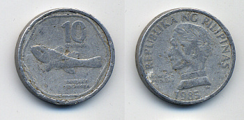 ФИЛИППИНЫ 10 СЕНТИМО 1985 KM 240.2 алюминий 57-241