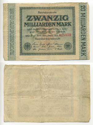 Германия 20000000000 марок 1923 Pick 118e бумага 7183-5-1