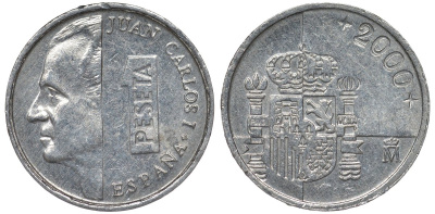 Испания 1 песета 2000 Хуан Карлос I (1975-2001) KM 832 алюминий 4128-1032