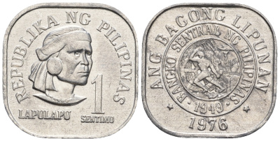 Филиппины 1 сентимо 1976 вождь острова Мактан Лапу-Лапу KM 205 алюминий  UNC  220-1143