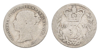 Великобритания 3 пенса 1876 Виктория (1837-1901) KM 730, Spink 3914 серебро 4658-951