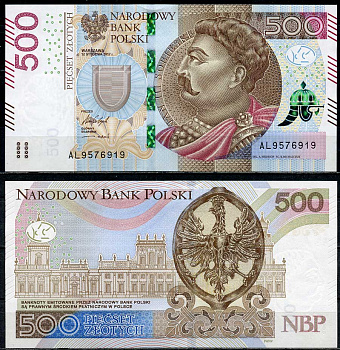 Польша 500 злотых 2017 Король Ян III Собеский, Вилановский дворец (Варшава) Pick 190 b  бумага  UNC (пресс) 451-681-2
