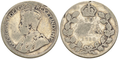 Канада 10 центов 1930 Георг V (1910-1936) KM 23а серебро    4147-338