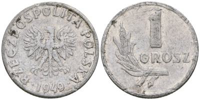 Польша 1 грош 1949 Y 39 алюминий 4174-246