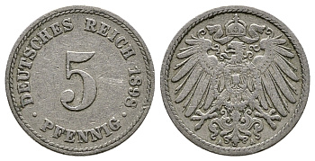 Германия 5 пфеннигов 1898 A, KM 11, J. 12 медно-никель 4380-138