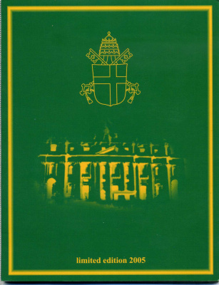Ватикан набор из 8 монет 2005 1 евроцент-2 евро, европробники, в оригинальном буклете, Иоанн Павел II BUNC 3-4-11-05