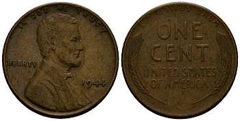 США 1 цент 1944 Линкольн KM A132 медь цинк 4164-838
