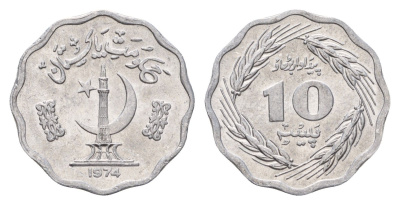Пакистан 10 пайс 1974 KM 36 алюминий UNC 4380-1252