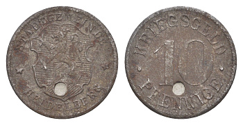 Гейдельберг 10 пфеннигов ND (1918-1919) Funck 203.1, Men18 14006.2 железо 4643-927