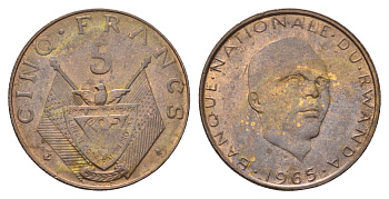 Руанда 5 франков 1965 KM 6 бронза 4678-927
