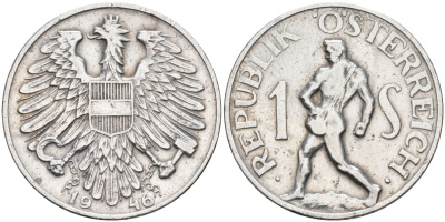 Австрия 1 шиллинг 1946 KM 2871 алюминий 4591-1022