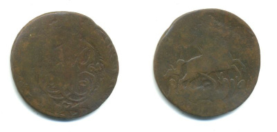 РОССИЯ 1 КОПЕЙКА 1760 медь 61-912