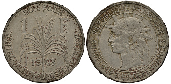 Гваделупа 1 франк 1903 KM 46 медно-никель 272-741