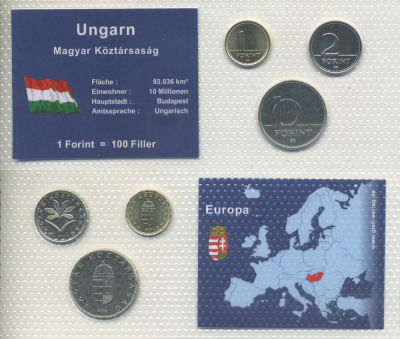 Венгрия набор из 3 монет 2002 - 2007 1, 2, 10 форинтов, в запайке    UNC  1-5-2-44