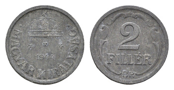 Венгрия 2 филлера 1944 BP KM 519 цинк 4664-911