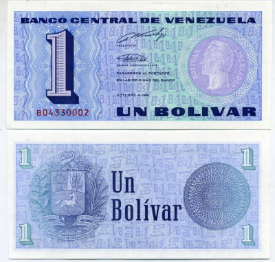 ВЕНЕСУЭЛА 1 БОЛИВАР 1989 32786 Pick 68 бумага UNC (ПРЕСС) 7547-57-3