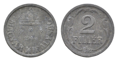 Венгрия 2 филлера 1944 BP KM 519 цинк 4664-911