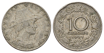 Австрия 10 грошей 1925 KM 2838 медно-никель 4684-833