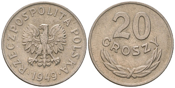 Польша 20 грошей 1949 Y 43 медно-никель UNC 4136-1261