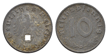 Германия 10 рейхспфеннигов 1940 D KM 101, J. 371 цинк 4649-537