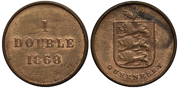 Гернси 1 дабл (дубль) 1868 KM 10 бронза 1524-1213