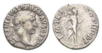 Римская Империя денарий 101-102 Траян, IMP CAES NERVA TRAIAN AVG GERM, бюст императора/P M TR P COS IIII P P, Марс, Рим RIC 52 серебро 1073-1-82