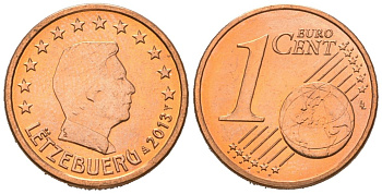 Люксембург 1 евроцент 2013 KM 75 сталь плакированная медью UNC 4618-816